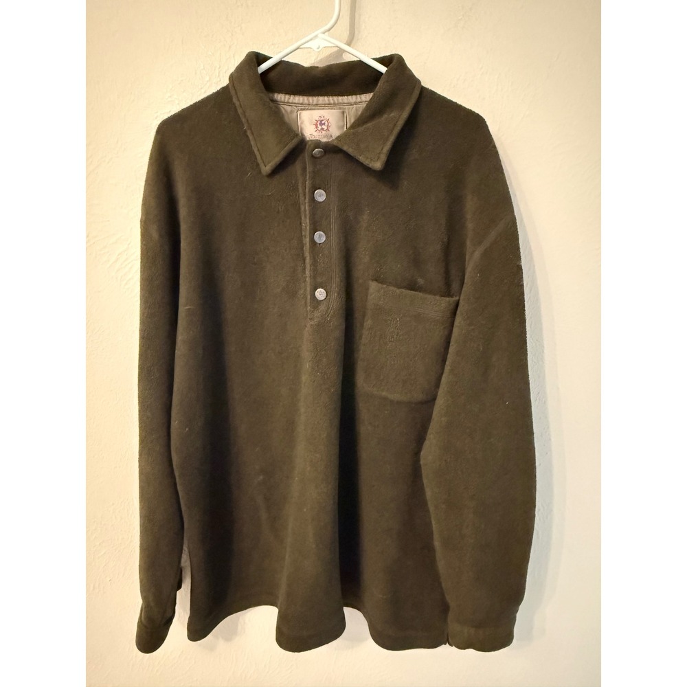 Territory Ahead Mens XL Fleece Pullover Olive Green Long Sleeve Pocket Shirt USA